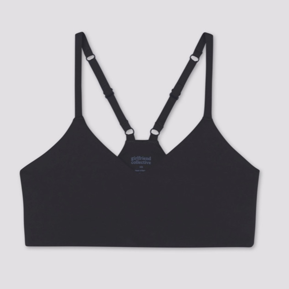 Girlfriend Collective black Raven V Neck Bralette XS